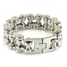  Men's Heavy Biker Motorcycle Chain Link Bracelet Stainless Steel Silver Polished 8.78 Inch