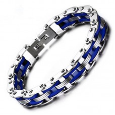  Stainless Steel Silicone Motorcycle Bike Chain Bracelet in 6 Colors