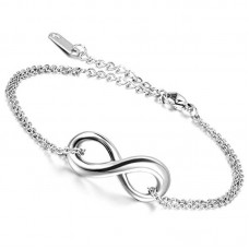  Womens Ladies Elegant Stainless Steel Infinity Love Valentine Anniversary Link Bracelet