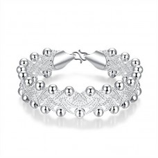  Fashion Jewelry Wedding Bridal Gift Stainless Steel Silver-Tone Beaded Ball Chain Bracelet Bangle