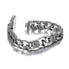  Bracelet 316L Stainless Steel Curb Link 15mm Width, Silver Color