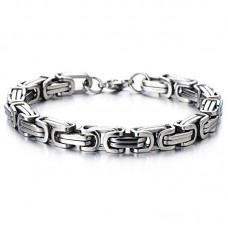 Masculine Style Stainless Steel Braid Link Bracelet for Men Silver Color Polished