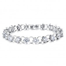  2018 Stainless Steel Platinum Plated Inlaid  Tennis Fashion Bracelet