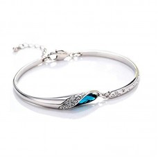 Fashion Jewelry Women‘s Bracelet Wristband Bangle Stainless Steel Gem Metal (Blue)