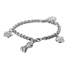 HOUSWEETY Dog Bone Crystal Pet Paw Urn Pendant Keepsake Stainless Steel Pet Bracelet