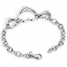 Women's Stainless Steel Triple Open Heart Cable Chain Bracelet 7 inches