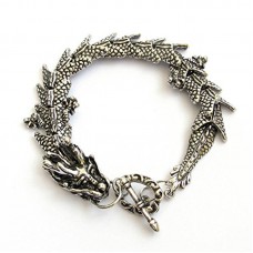 Silver-tone Alloy Metal Dragon Bracelet