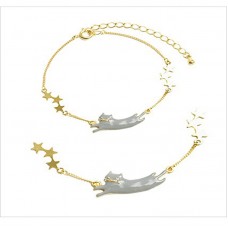 Anklets Bracelets Hand Bracelets Bunny Cat Stars 2 PCs Link bracelet Tiny Chain Bracelets for Girls Lady