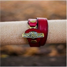 Red Leather Mjolnir bracelet Hammer of Thor male FREE SHIPPING unisex custom bracelet 