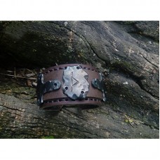 Thor's Hammer Mjolnir Men's leather bracelet with the rune on metal inserts Scandinavian Viking Nordic amulets  FREE SHIPPING custom size Blued steel