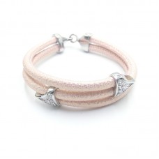 Stainless Steel Leather Bracelet Bangle - B354