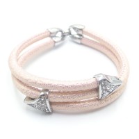 Stainless Steel Leather Bracelet Bangle - B357