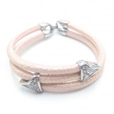 Stainless Steel Leather Bracelet Bangle - B357