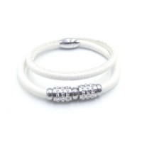 Stainless Steel Leather Bracelet Bangle - B359