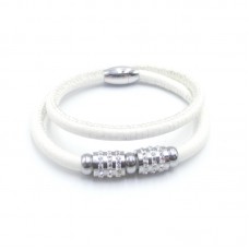 Stainless Steel Leather Bracelet Bangle - B359