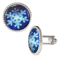 Christmas snow pattern round stainless cufflinks