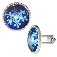 Christmas snow pattern round stainless cufflinks