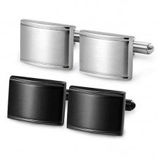 Stainless Steel Cufflinks for Men Unique Business Wedding Black White