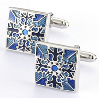 Blue Color Polish Stainless Steel Cufflinks for Gentleman Father's Day Gift Choince