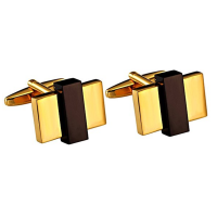 Unique Gold Toned Stainless Steel Rectangular Mens Fashion CuffLinks