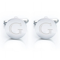 Men’s 18K White Gold-Plated Engraved Initial Cufflinks Premium Qualit Personalized Alphabet Letter