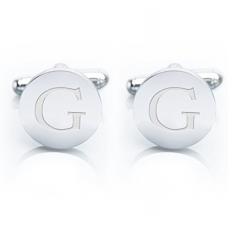 Men’s 18K White Gold-Plated Engraved Initial Cufflinks Premium Qualit Personalized Alphabet Letter