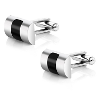 Silver and Black Contoured Stainless Steel Shirts Cufflinks Men's Fashion Luxurious Tuxedo Charm Business Wedding