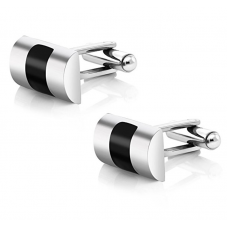 Silver and Black Contoured Stainless Steel Shirts Cufflinks Men's Fashion Luxurious Tuxedo Charm Business Wedding