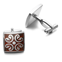 Mens Rare Cufflinks Stainless Steel & Red Wood Cufflinks-Various Styles