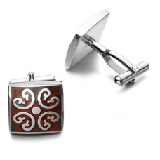 Mens Rare Cufflinks Stainless Steel & Red Wood Cufflinks-Various Styles