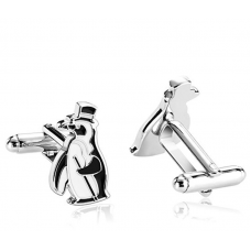 Men Stainless Steel Unique Design Animal Penguin Black White Stylish Modern Cufflinks