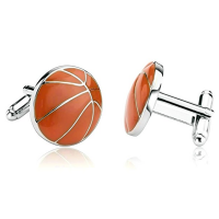 Men's Cufflinks Stainless Steel Enamel Sports Basketball Cufflinks For  Orange