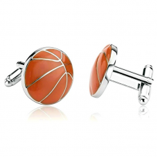 Men's Cufflinks Stainless Steel Enamel Sports Basketball Cufflinks For  Orange