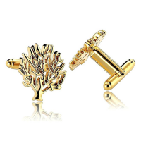 Stainless Steel Cufflinks for Men Hollow Tree of Life Gold Unique Business Wedding Cufflink