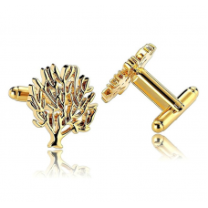 Stainless Steel Cufflinks for Men Hollow Tree of Life Gold Unique Business Wedding Cufflink