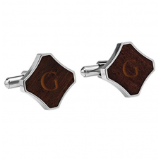 Personalized Redwood Stainless Steel Cuff Links, Letter G