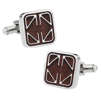 Unique Designer Cherry Wood Stainless Steel Cufflinks