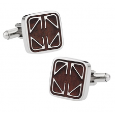 Unique Designer Cherry Wood Stainless Steel Cufflinks