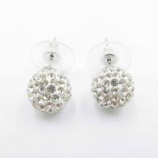 Crystal Round Ball 316L Stainless Steel Ear Studs - BJ059