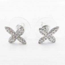 Body Jewelry Crystal CZ Cross Stainless Steel Ear Studs - BJ064