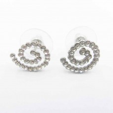 Body Jewelry Crystal CZ Swirl Stainless Steel Ear Studs - BJ065