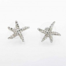 Body Jewelry Crystal CZ Starfish Stainless Steel Ear Studs - BJ066