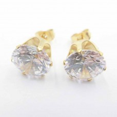 Body Jewelry Crystal CZ Gold Stainless Steel Ear Studs - BJ073