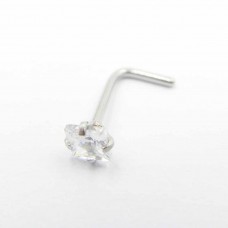 Body Jewelry CZ L Shape Stainless Steel Nose Stud - BJ166