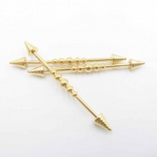 Body Jewelry Gold Plated Stainless Steel Industrial Barbell - BJ190