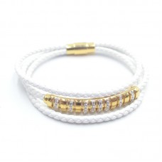 Stainless Steel Leather Bracelet Bangle - B360