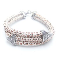 Stainless Steel Leather Bracelet Bangle - B367