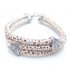 Stainless Steel Leather Bracelet Bangle - B367