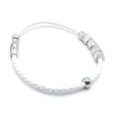 Stainless Steel Leather Bracelet Bangle - B373