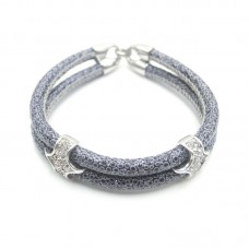 Stainless Steel Leather Bracelet Bangle - B377